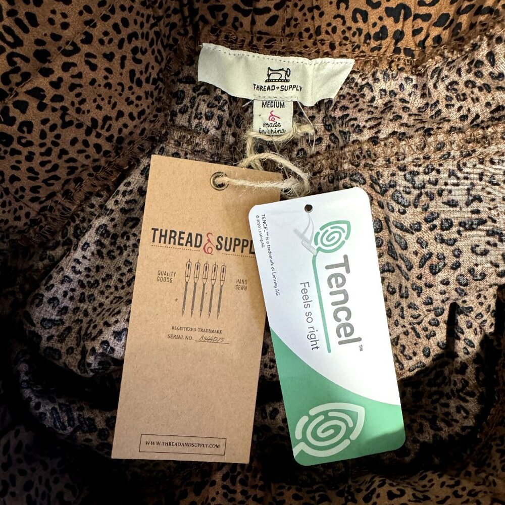 NWT Thread + Supply Shorts Size M Paperbag Leopard Brown Black Tencel Soft - Picture 4 of 8